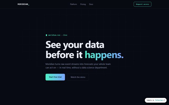 Meridian Analytics — dark, technical saas website design sample